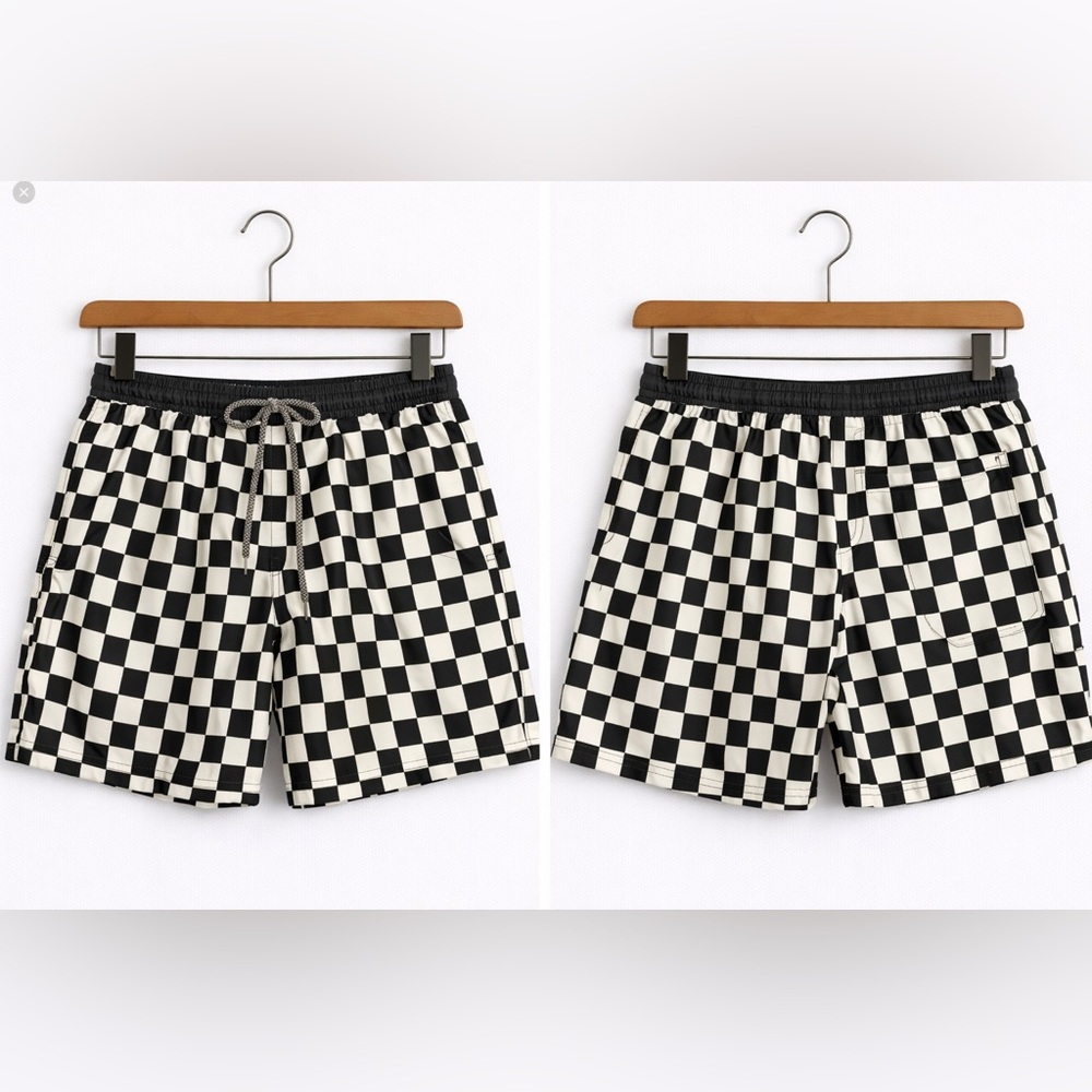 INC International Concepts Black and White Checkered Kids Shorts